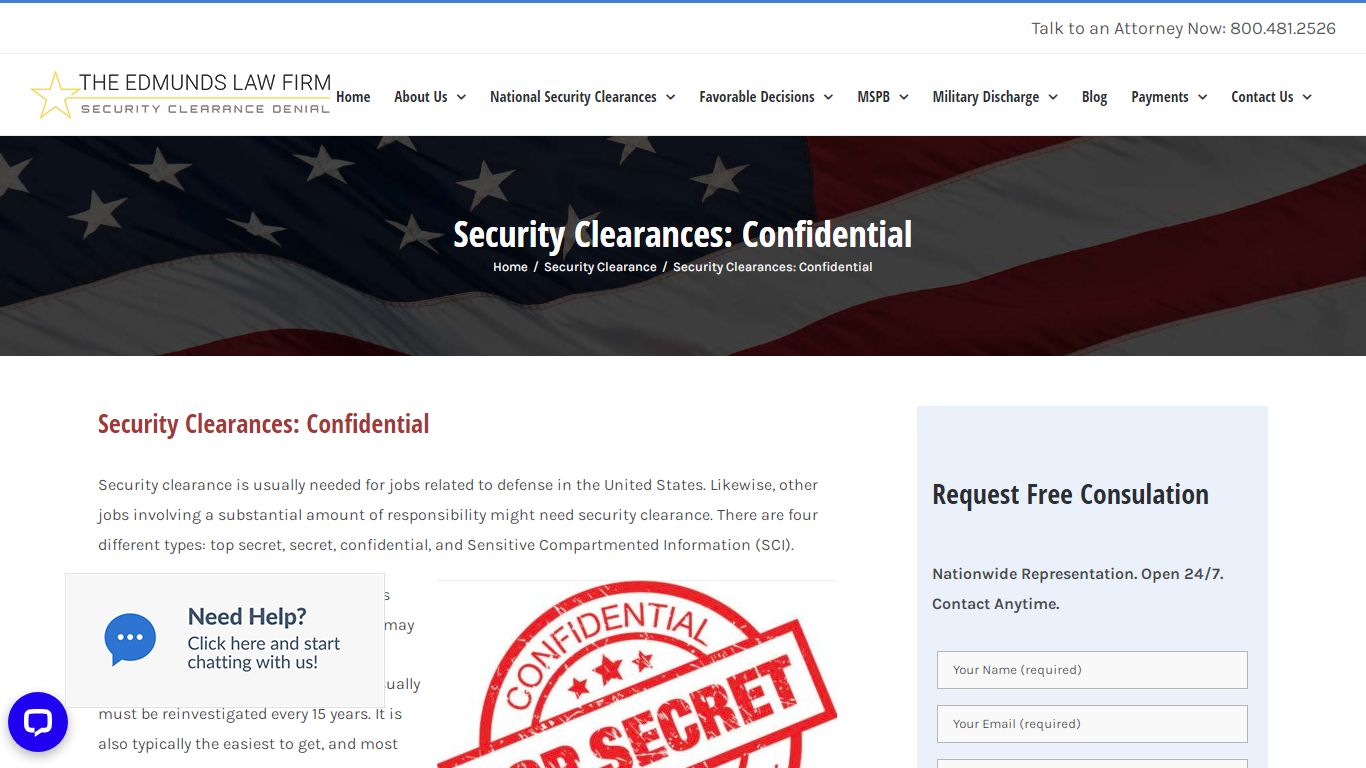 Security Clearances: Confidential – National Security Clearances